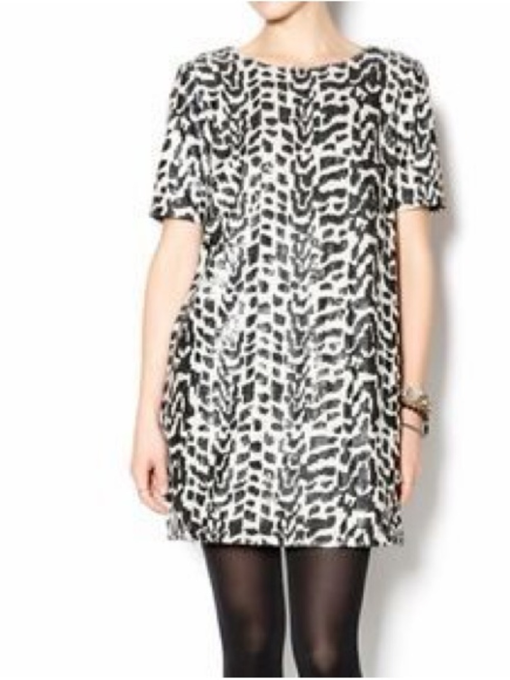 Gianni Bini Hepburn B&W Sequin Mini Dress (XS)